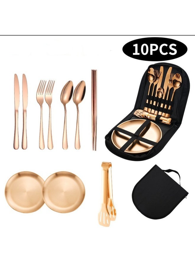 Outdoor Portable Stainless Steel Cutlery Knife, Fork And Spoon 10 Piece Set 20 Piece Set Travel Picnic Knife, Fork And Spoon